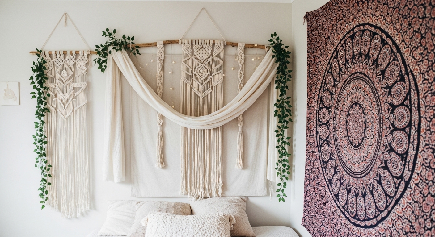 Play with Textures: Fabric, Macramé, and Tapestries