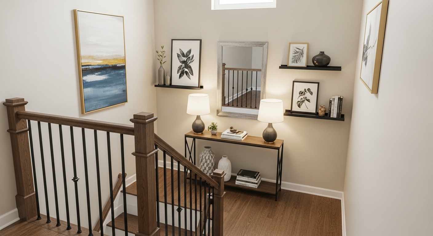 Add a Thin Console Table with Wall Decor Above
