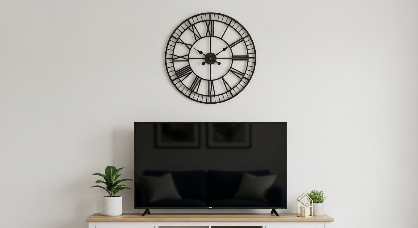 Decorative Clock Above the TV