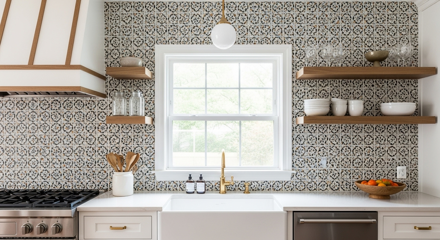 Bold Backsplash Extension as Wall Art