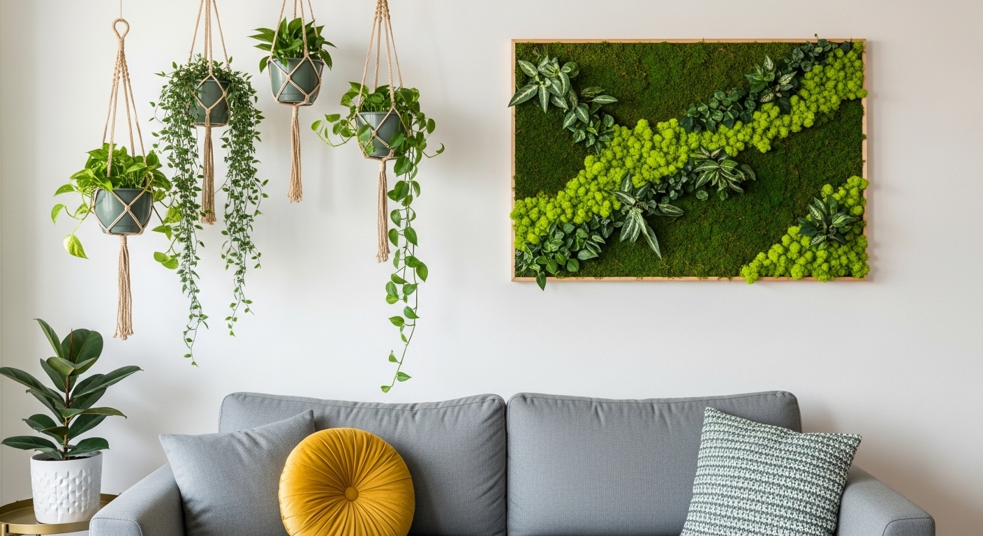 Botanical Touches: Hanging Planters or Living Walls