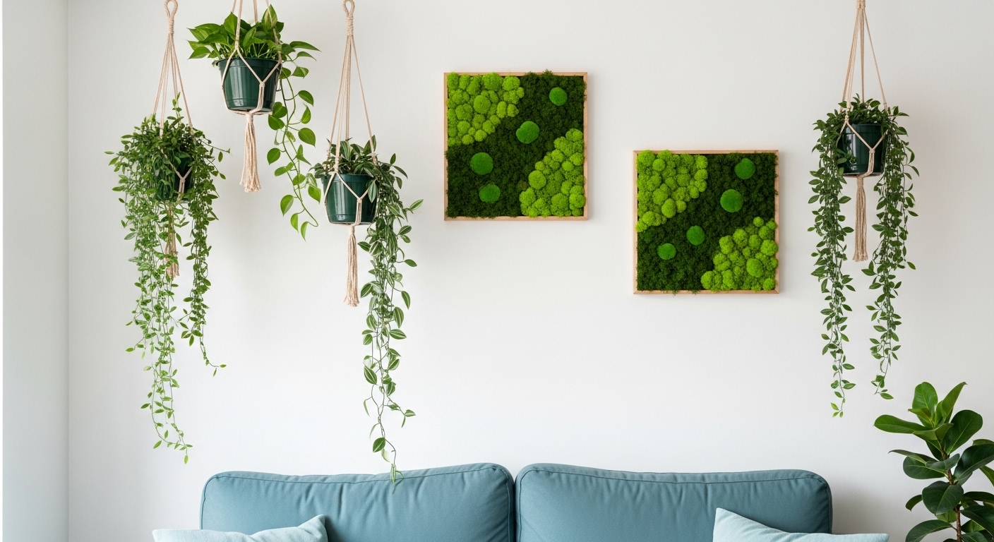 Botanical Touches: Hanging Planters or Living Walls