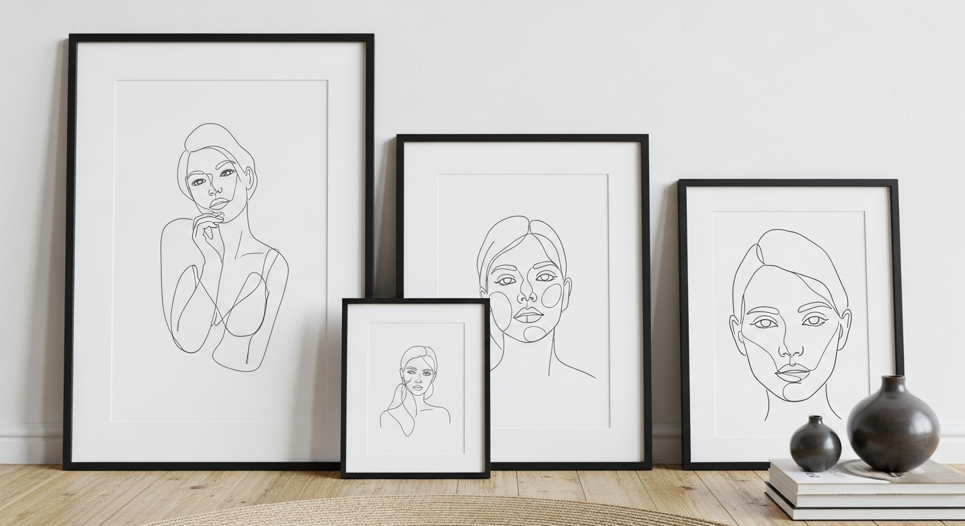 Minimal Line Art and Framed Sketches