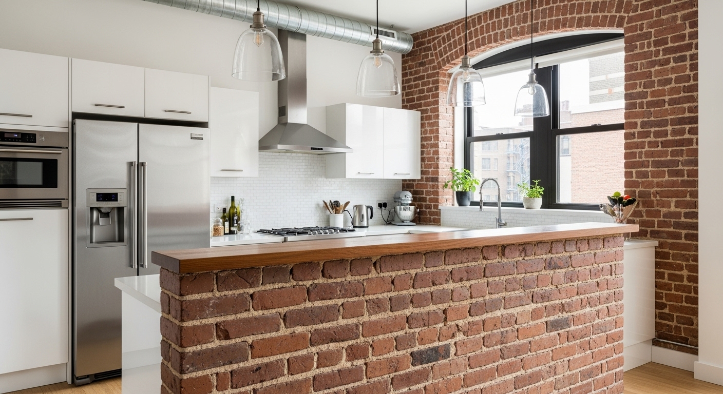 Exposed Brick Half-Walls