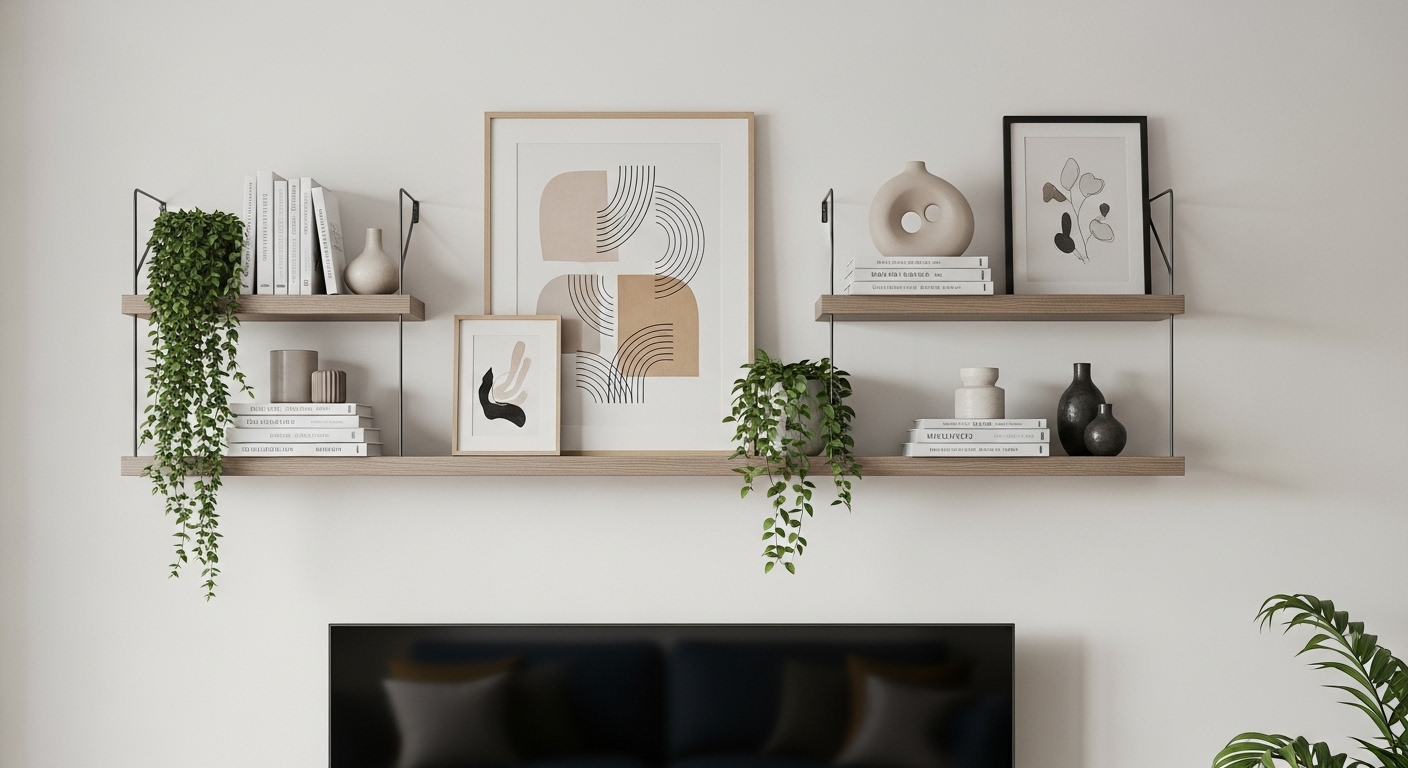 Floating Shelves with Decor Accents