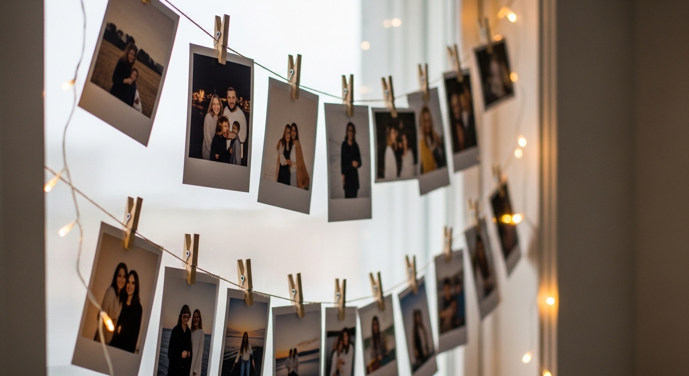 Hanging Photo Displays with String and Clips