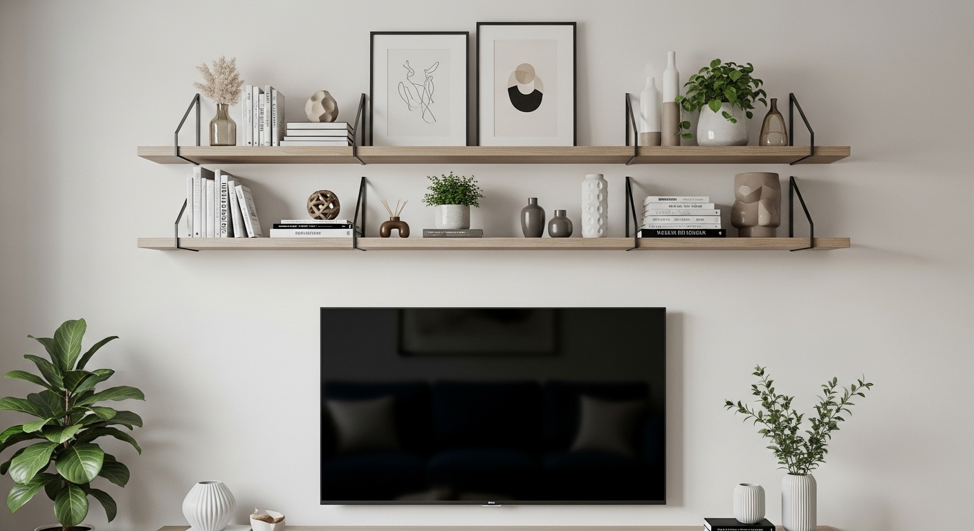 Floating Shelves with Decor Accents