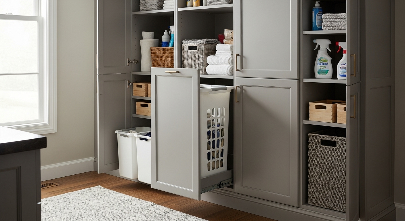 Built-In Cabinets with Pull-Out Hampers
