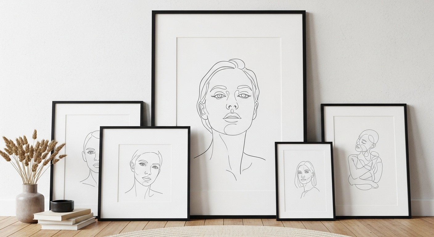 Minimal Line Art and Framed Sketches