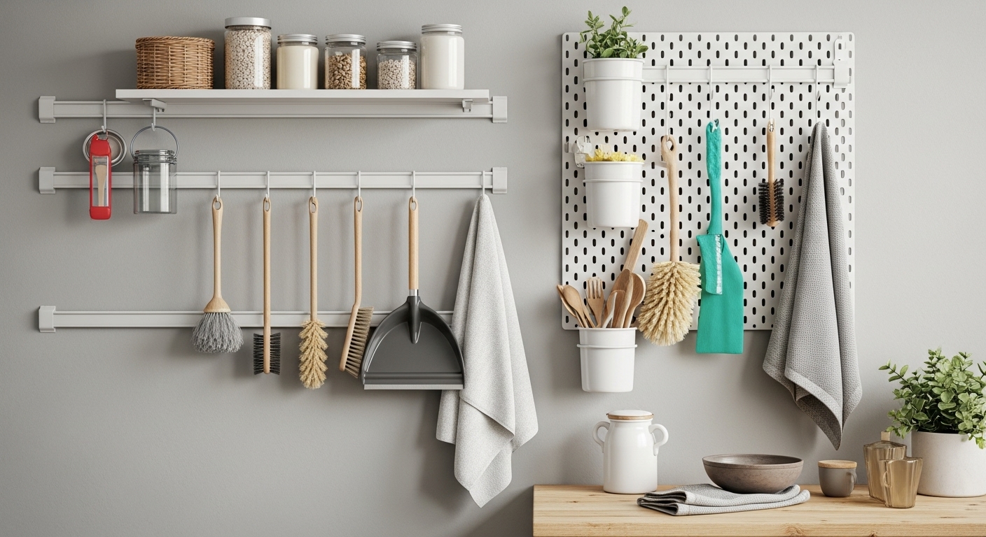 Use Vertical Wall Rails for Hanging Items