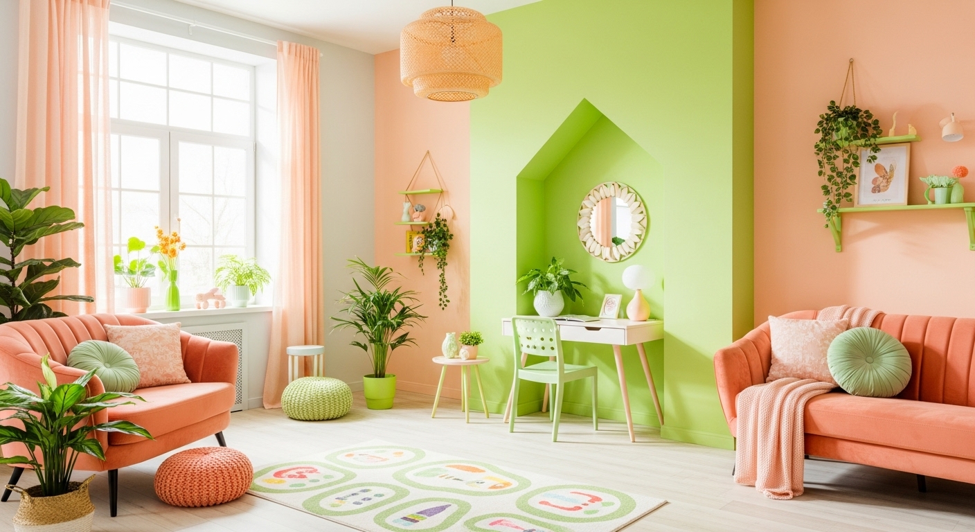 Peach and Green: Fresh and Playful