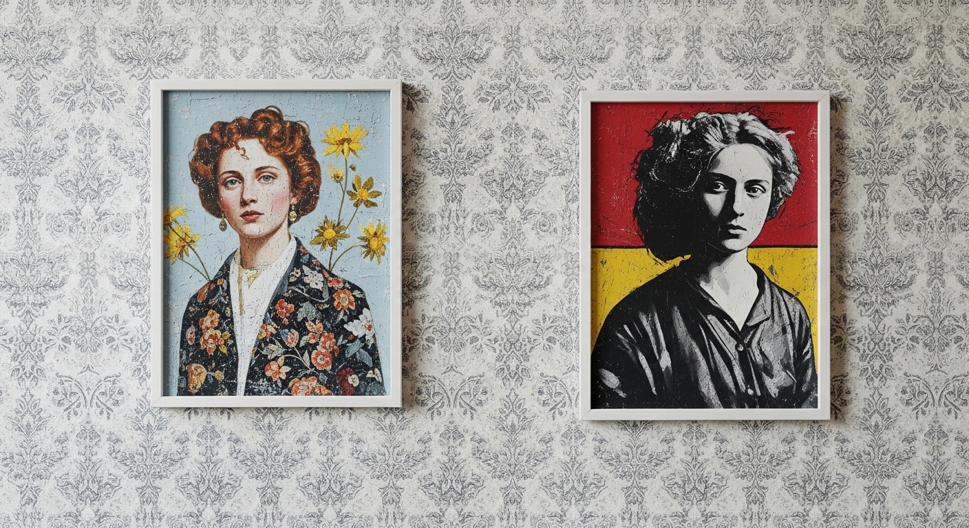 Layered Art Over Wallpaper