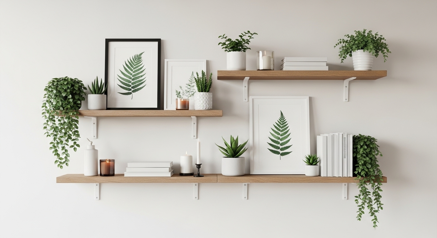 Floating Shelves with Styled Decor