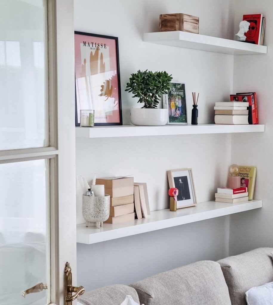 Floating Shelves with Styled Decor